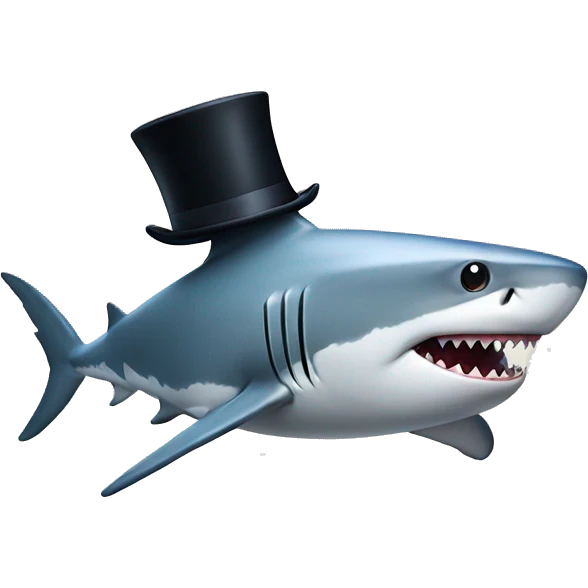 Shark with a top hat emoji