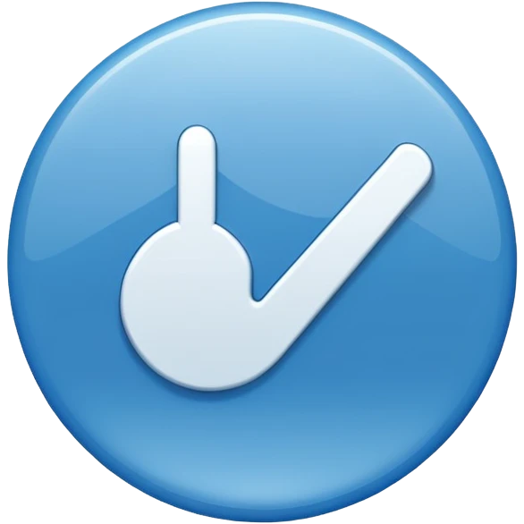 A white tick symbol on blue circle similar to verified badge emoji