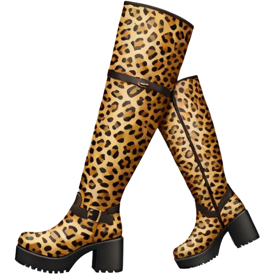 Leopard print, platform, knee high boots emoji