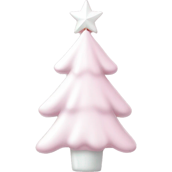 Light pink Christmas gifts under a white Christmas tree  emoji