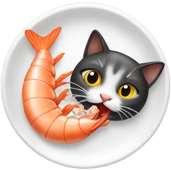 Cat eating shrimp emoji