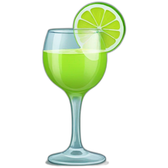 A single tequila glass with a single slice of green lemon piece on it emoji