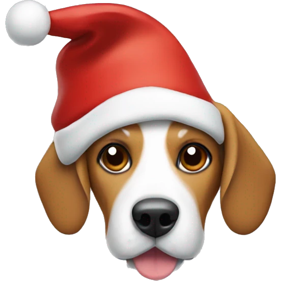 Beagle with a Santa hat emoji