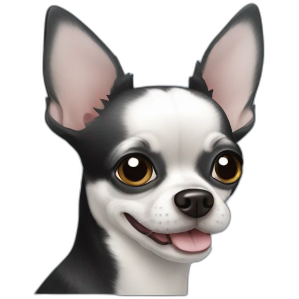 black chihuahua with a white spot in its mought emoji