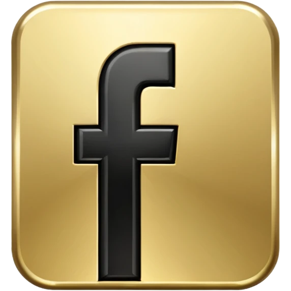 One single shiny Gold and black facebook icon, png, no background, no border emoji