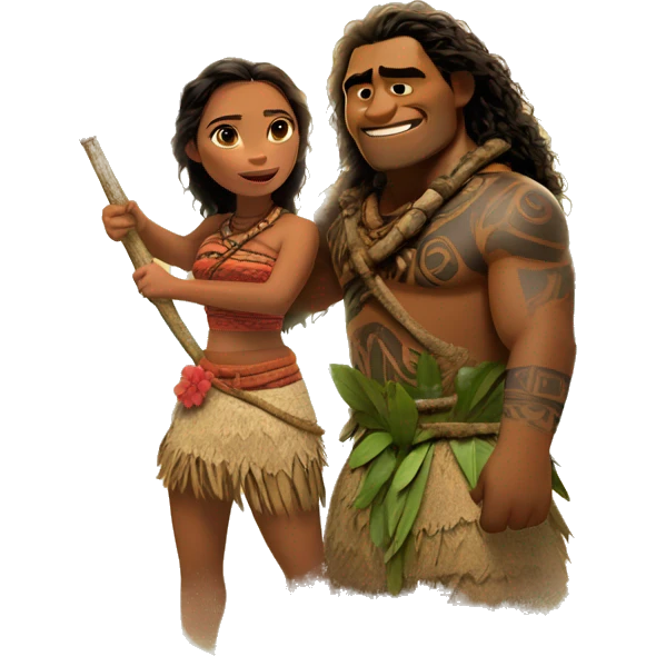 Moana with Maui emoji