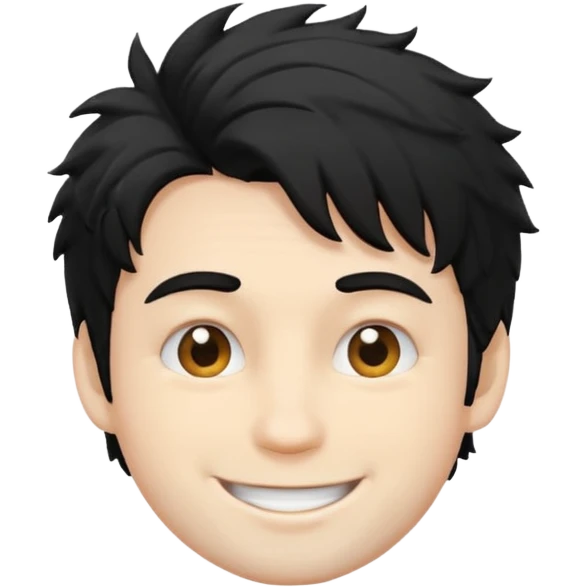 man white skin black messy hair emoji