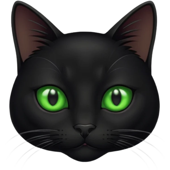 A beautiful cat black with Green eyes with body emoji