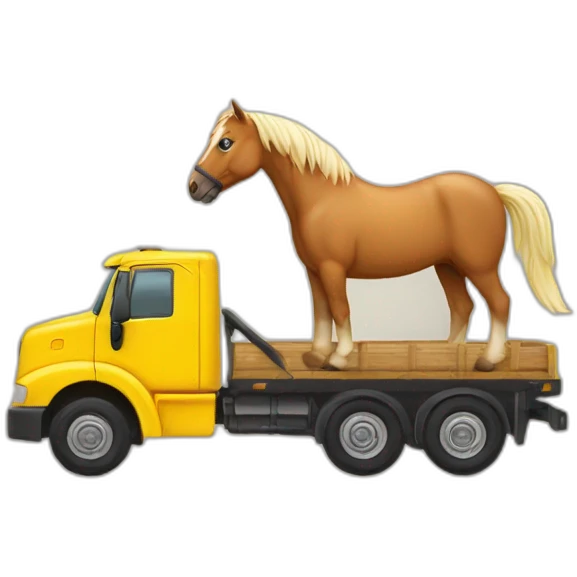 truck driven by a horse and a parakeet emoji
