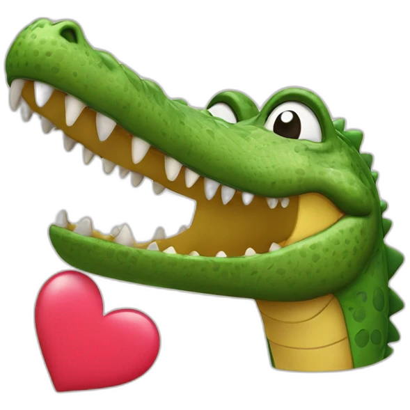 crocodile et un cœur emoji