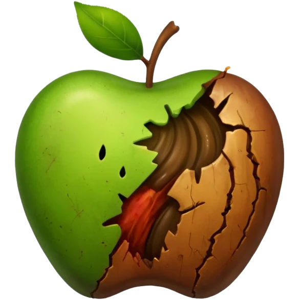 A rotten apple emoji resembling the apple inc logo. No face. emoji