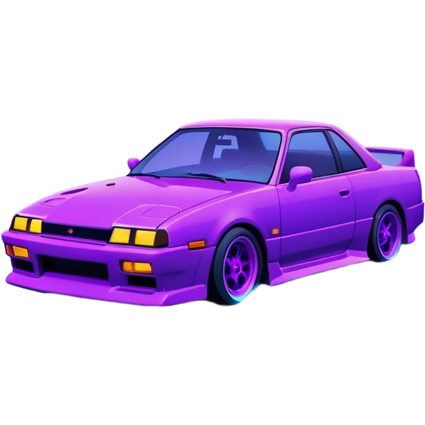 purple japanese car drifting under neon lights, foggy lakeside night, vaporwave colors, long exposure streaks, melancholic wavephonk vibe emoji