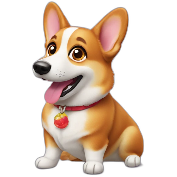 corgi dog with chupa chups emoji