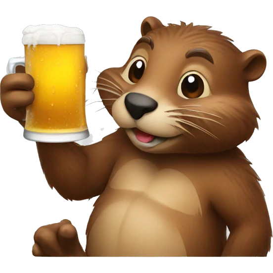beaver drinking a cold beer emoji