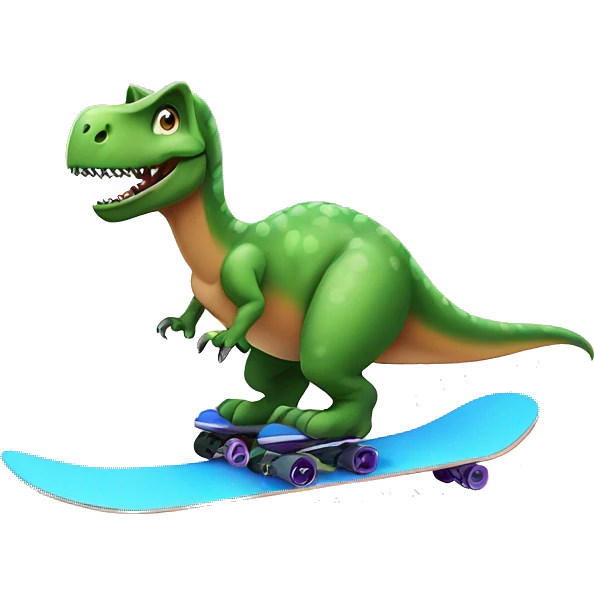 Dinosaur with snowboard emoji