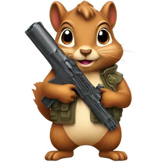 squirrel with a gun holding a heart emoji