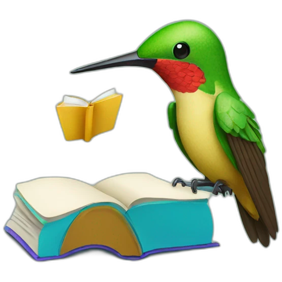 colibri with book emoji