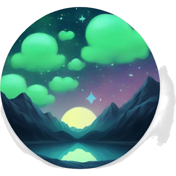 starry night over mountain reflection emoji