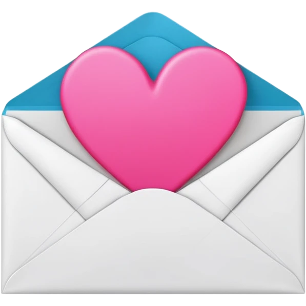 A 3D render of a white letter envelope with a vibrant pink heart sticker, clean background emoji