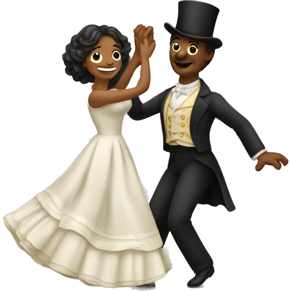 Pareja bailando en la época del romanticismo  emoji