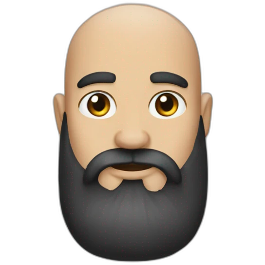 Long black beard bald emoji
