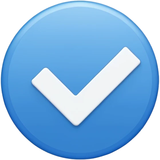 Blue circle  with a whitw check mark in the cenfer  emoji
