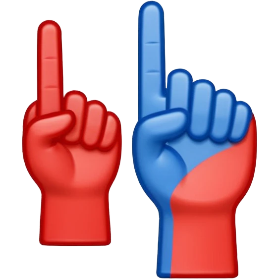 foam finger blue (#00A3E0) and red (#F9423A) emoji