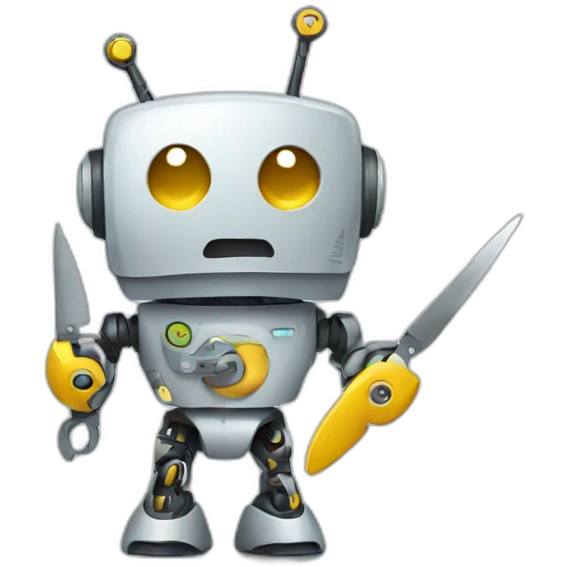 robot with scissors emoji