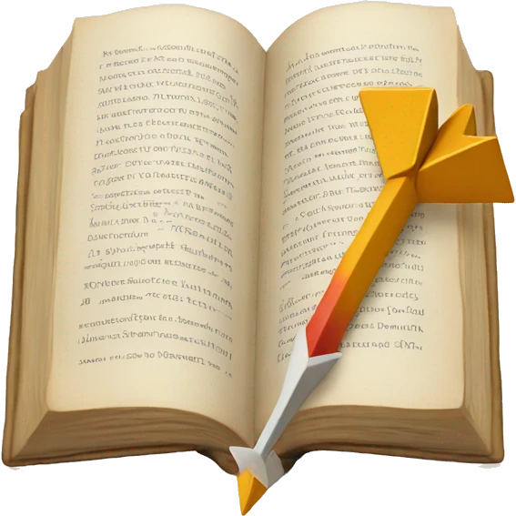 book open with dart arrow emoji
