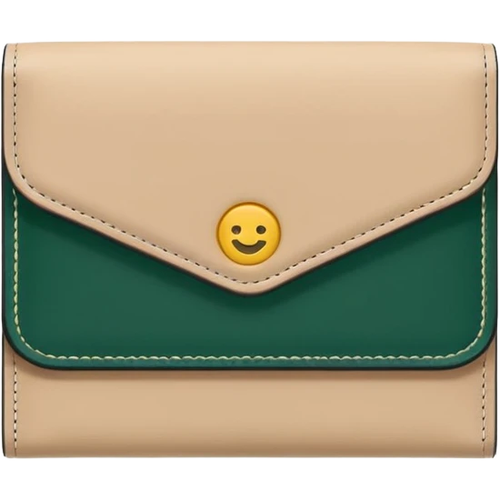 clean minimalist light beige wallet with dark green bills visible, emoji style emoji