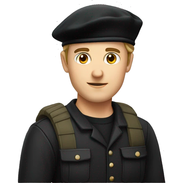 caucasian french man wearing a black beret  emoji