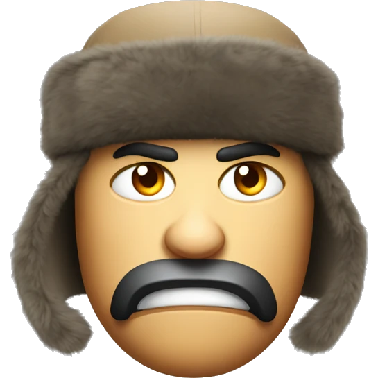 Angry face with russian ushanka emoji