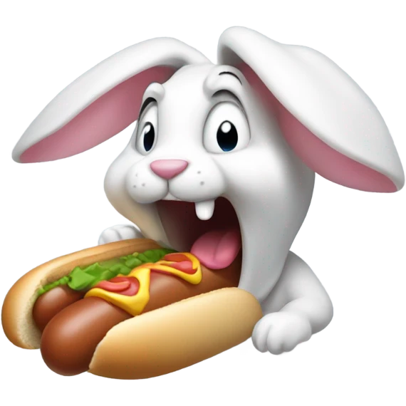 Rabbit, swallowing hot dog emoji