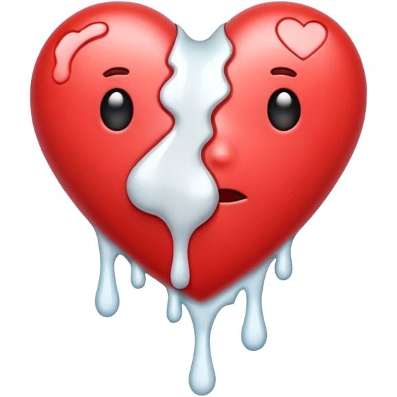 The heat broken emoji in white with sticky white liquid Ozzing out of it emoji