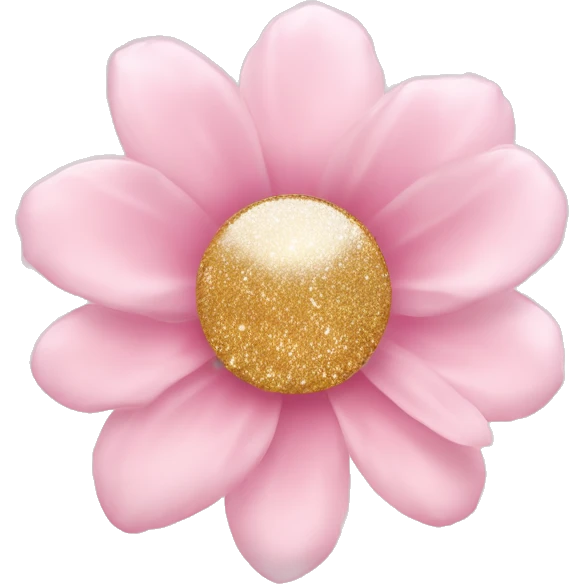 Flower Emoji "A delicate pastel pink flower with impossibly soft petals, radiating a subtle glow and surrounded by a halo of glitter dust." emoji