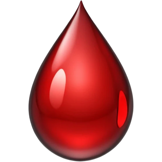 single blood drop emoji sculpted from dark liquid metal, glossy surface, dramatic reflections, futuristic minimal 3D style, isolated on white emoji