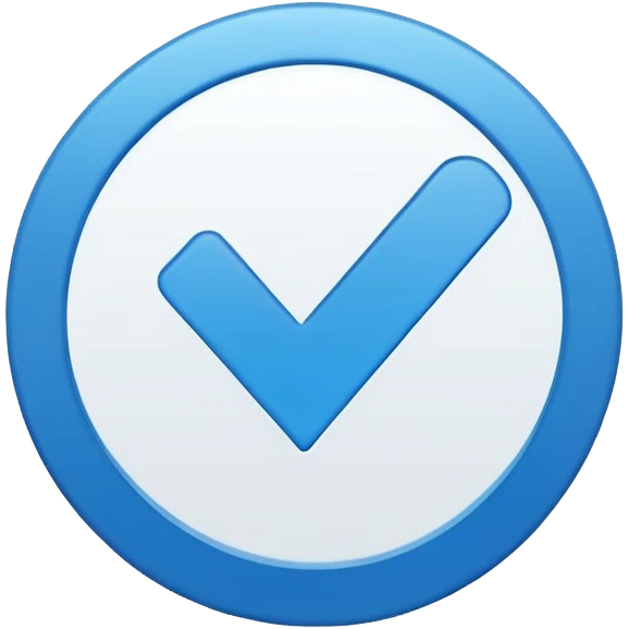 A small, flat emoji-style blue verification checkmark, inspired by TikTok’s verified badge. Solid bright blue circle with a crisp white checkmark in the center. Minimalist design, smooth edges, high contrast, transparent background, vector-style, centered, clean emoji look, no text, no shadows. emoji