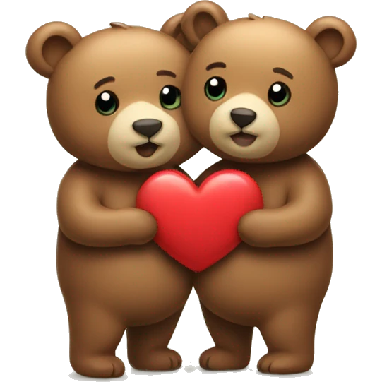 Two bears holding a heart emoji