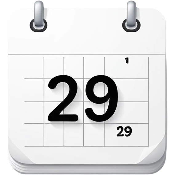 white date calendar with number 29 emoji