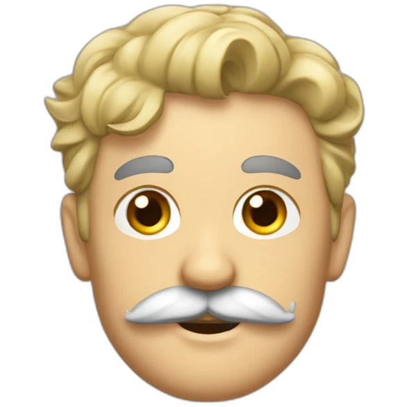 Homme allemand avec les cheveux plaqués et une moustache carré emoji