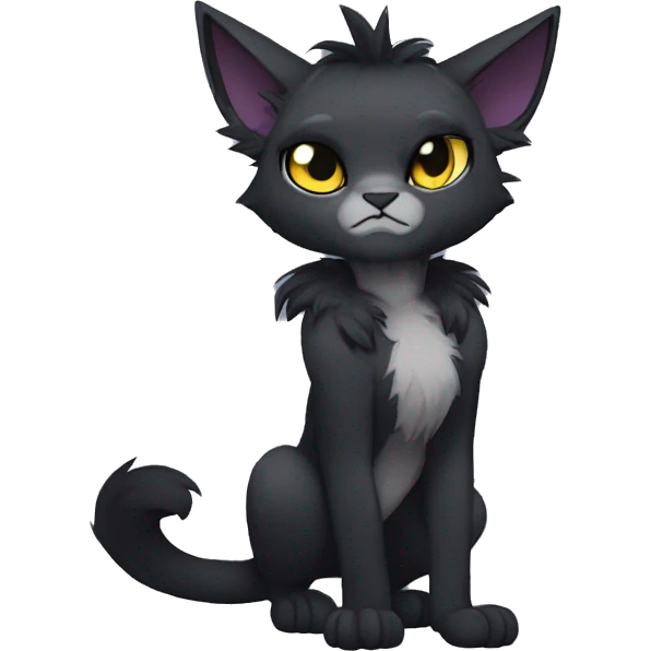 Anthro Dark Edgy Cool Shy Grumpy FurSona Feline Fakemon Full Body emoji