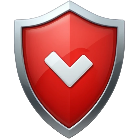 YouTube verified badge emoji, white checkmark in a red shield, modern, no text emoji