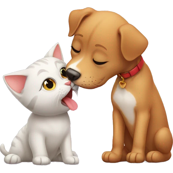 Cat kissing dog emoji