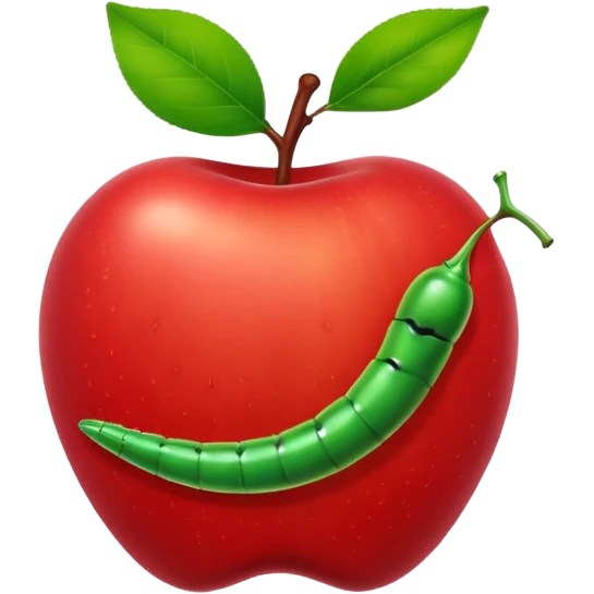 Apple emoji with a worm coming out emoji