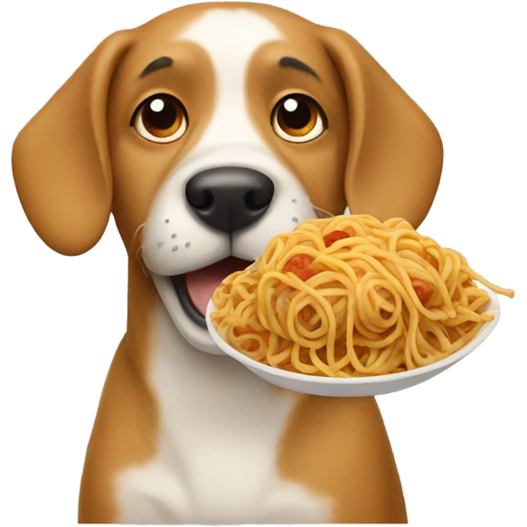 dog eating spaghetti emoji