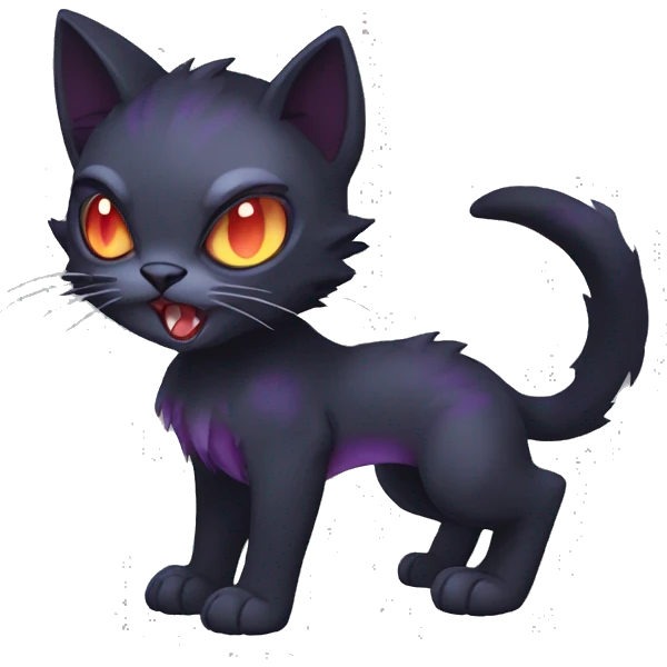 cool edgy fantasy dark-shadow-themed animal vampiric cat hybrid Fakemon full body emoji