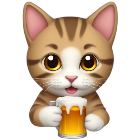 Chaton qui bois une bière emoji