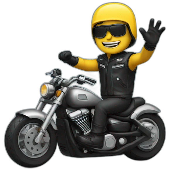 Future biker waving emoji