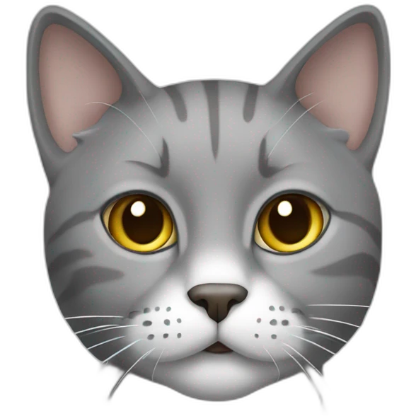 Cat grey with white ligne in middle of his face emoji
