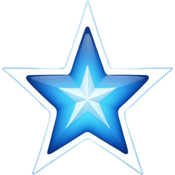 generate an emoji with a white tick in between a blue star having 11 points  emoji